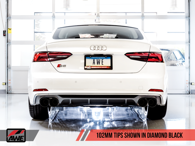 AWE Tuning Audi B9 S5 Sportback SwitchPath Escape - Não ressoado (pontas pretas de 102 mm)