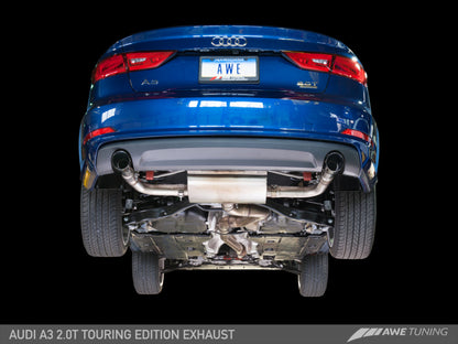 Escapamento AWE Tuning Audi 8V A3 Touring Edition - Saída Dupla Diamond Black 90 mm Pontas