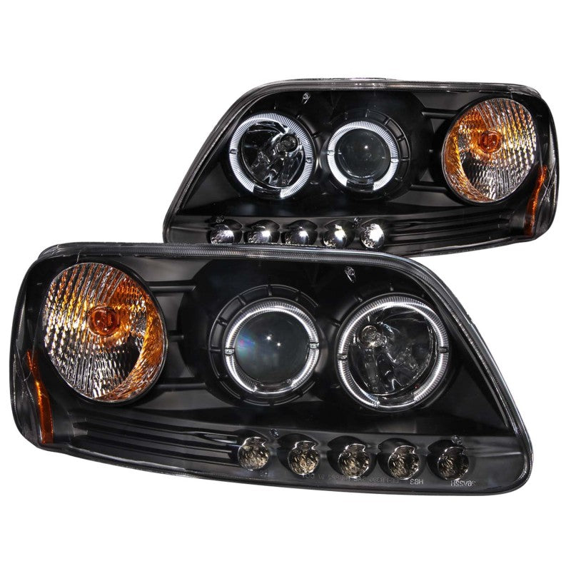 ANZO 1997.5-2003 Ford F-150 Projetor Faróis c/ Halo e LED Preto 1pc