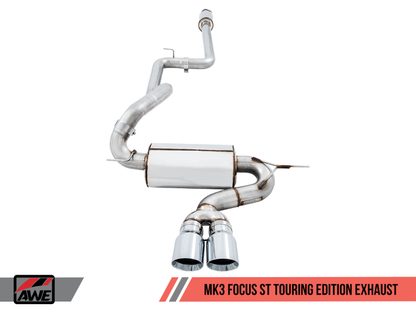 AWE Tuning Ford Focus ST Touring Edition Cat-back Escape - Resonated - Chrome Silver Tips