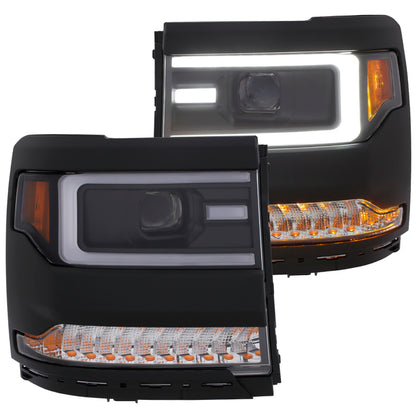 ANZO 16-17 Chevy Silverado 1500 Prjctr. Estilo da prancha do farol. com âmbar (somente funciona com caminhão equipado com HID)