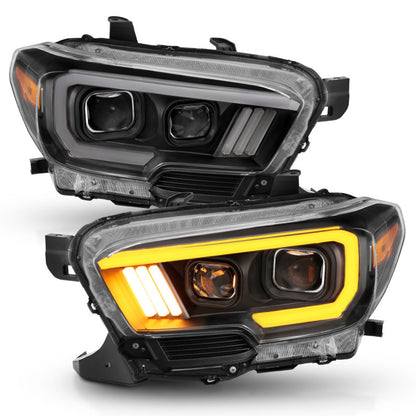 ANZO 2016-2017 Toyota Tacoma Projetor Faróis c/ Plank Style Switchback Preto c/ Âmbar c/ DRL