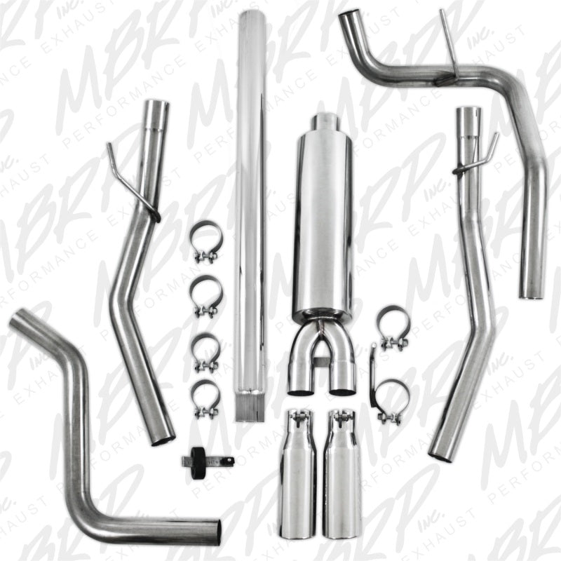 MBRP 2004-2008 Ford F150 4.6/5.4L EC/CC-SB Cat Back Dual Split traseiro