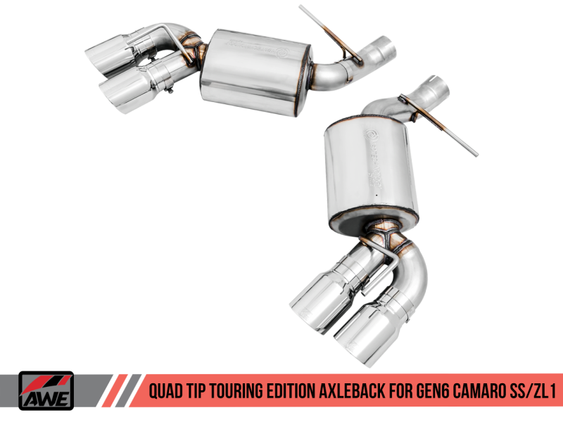 AWE Tuning 16-19 Chevrolet Camaro SS Axle-back Exhaust - Touring Edition (Quad Chrome Silver Tips)