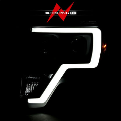 ANZO 2009-2014 Ford F-150 projetor barra de luz HL preto âmbar