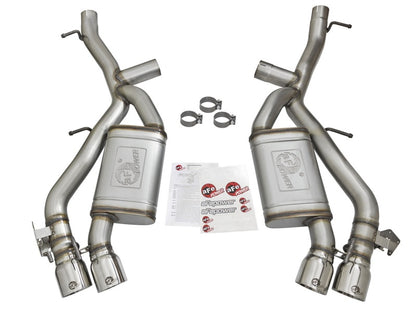 aFe MACHForce XP 3in 304 SS Axle-Back Dual Exhaust (NPP) com pontas polidas 16-17 Camro SS V8-6.2L