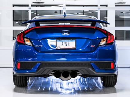 Escape AWE Tuning 2016+ Honda Civic Si Touring Edition com tubo dianteiro e ponteiras pretas Triple Diamond