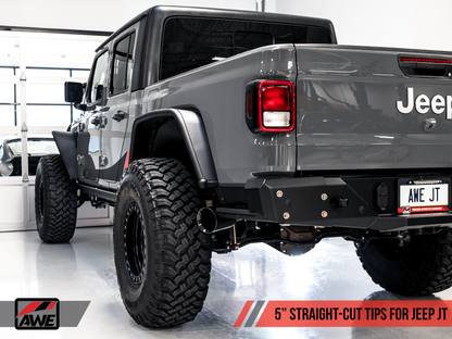 AWE Tuning 20-21 Jeep Gladiator JT 3.6L Tread Edition Cat-Back Single Side Escape - Diamond Black Ti