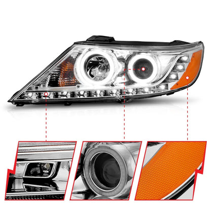 ANZO 2011-2013 Kia Sorento Projetor Faróis com Halo Chrome (CCFL)