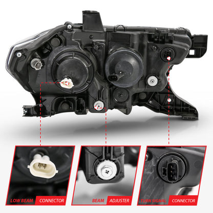 ANZO 2016-2017 Toyota Tacoma Faros delanteros proyectores con estilo tablón Switchback negro con ámbar