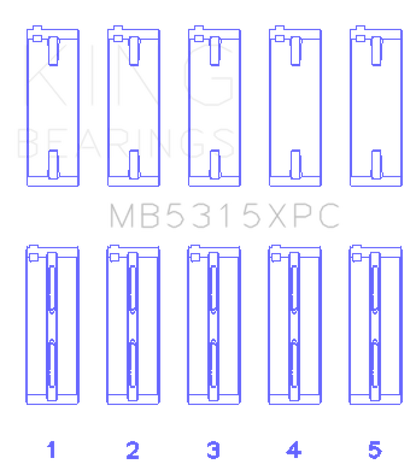 King 1992+ Mitsubishi 4G63/4G64 EVO I-IV Coated Performance Main Bearing Set - Size STDX
