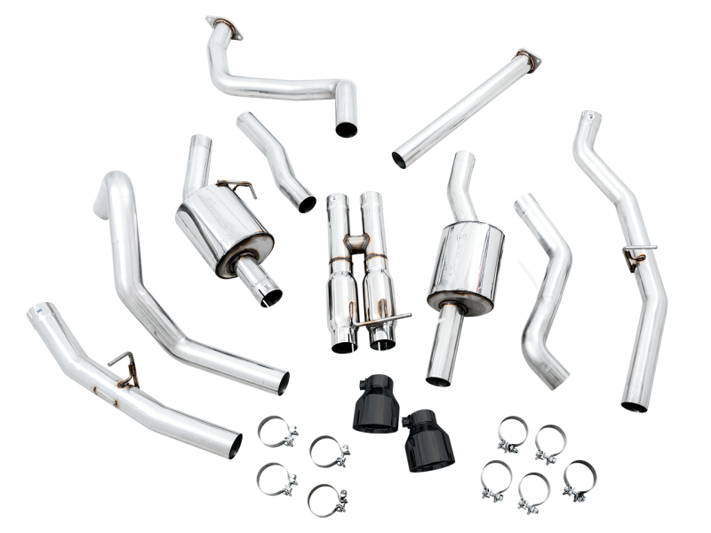 AWE Tuning 2021 RAM 1500 TRX 0FG Cat-Back Escape - Puntas de diamante negro