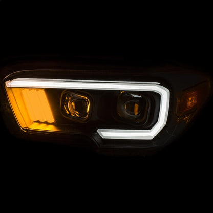 ANZO 2016-2017 Toyota Tacoma Projetor Faróis c/ Prancha Estilo Preto c/ Âmbar