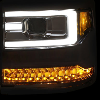 ANZO 16-17 Chevy Silverado 1500 Projetor Faróis Estilo Plank Design Cromado c/ Âmbar