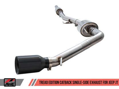 AWE Tuning 20-21 Jeep Gladiator JT 3.6L Tread Edition Cat-Back Single Side Escape - Diamond Black Ti