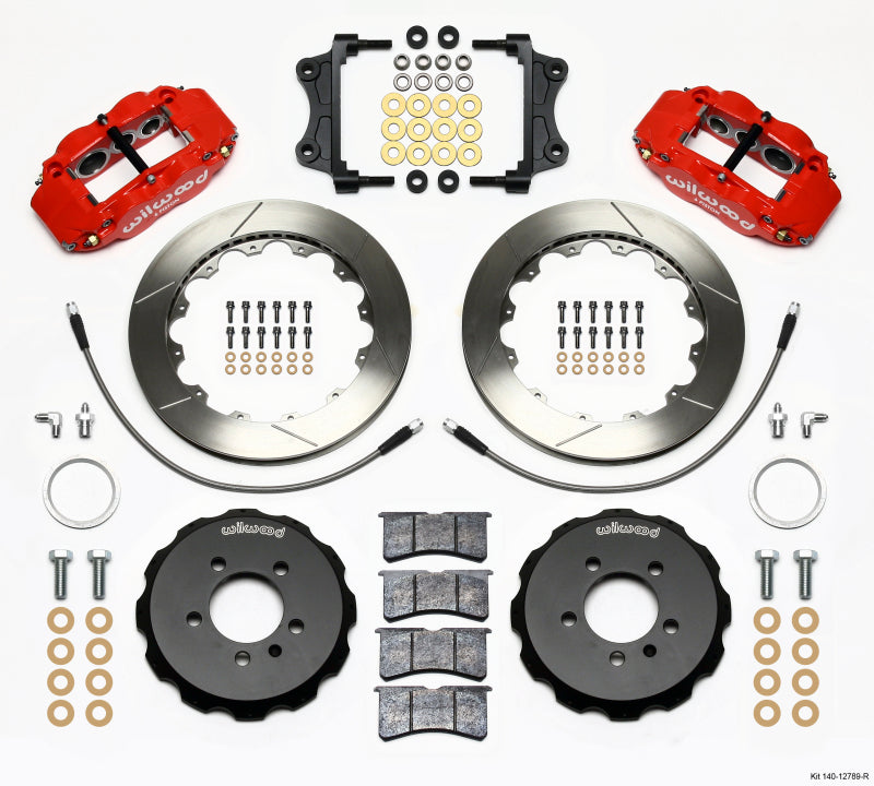 Wilwood Narrow Superlite 6R Front Hat Kit 12,88 pol. Vermelho 06-12 Volkswagen GTI c/ Linhas