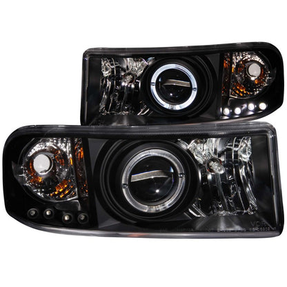 ANZO 1994-2001 Dodge Ram Projetor Faróis com Halo Preto