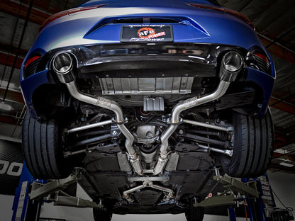 aFe POWER Takeda 2.5in 304 SS CB Escape com pontas de fibra de carbono 17-19 Infiniti Q60 V6-3.0L (tt)