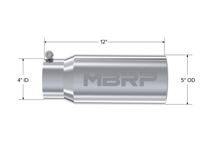 MBRP Universal Tip 5 OD Rolled Straight 4 entrada 12 longitud