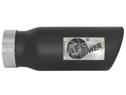aFe MACH Force-Xp 409 Punta de escape de acero inoxidable 3.5 pulg. x 4.5 pulg. Salida x 12 pulg. L Abrazadera