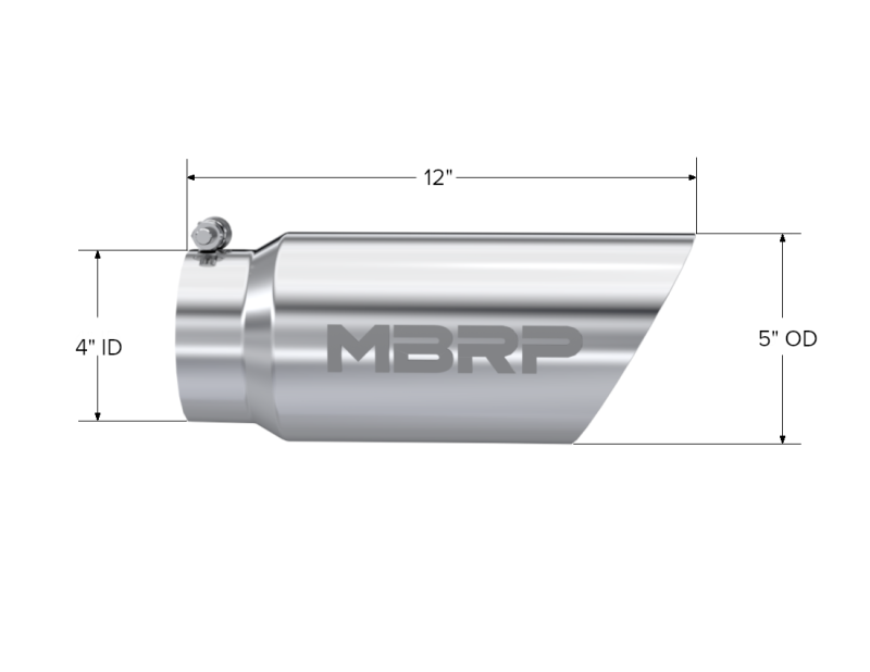 MBRP Universal Tip 5 OD Dual Wall Angled 4 entrada 12 longitud
