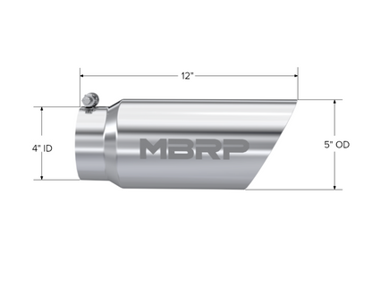 MBRP Universal Tip 5 OD Dual Wall Angled 4 entrada 12 longitud