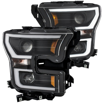 ANZO 2015-2017 Ford F-150 Projetor Faróis com Plank Style Switchback Preto c/ Âmbar
