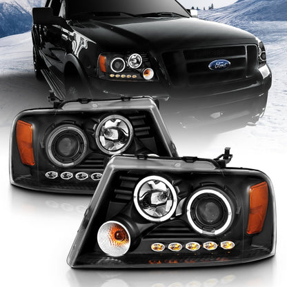ANZO 2004-2008 Ford F-150 Projetor Faróis c/ Halo e LED Preto G2