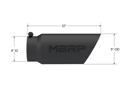 MBRP Universal Tip 5 OD Dual Wall Angled 4 entrada 12 longitud - Acabado negro