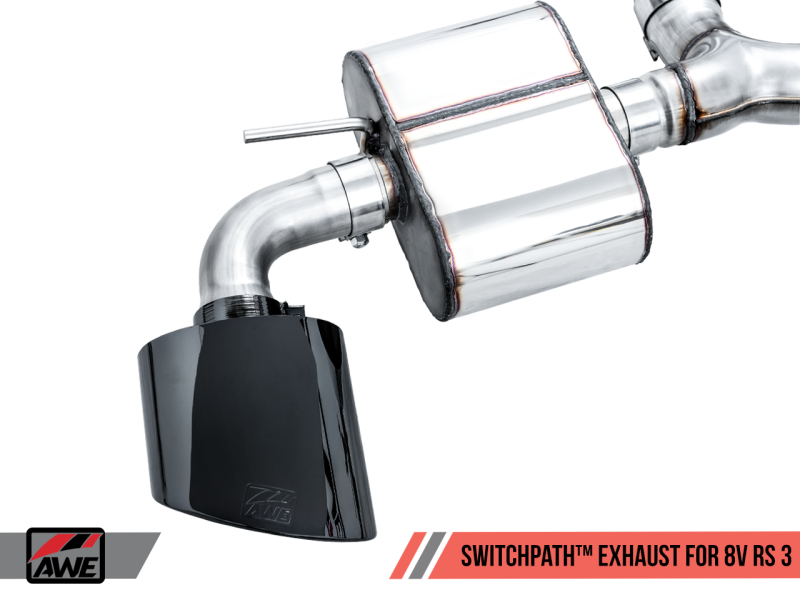 AWE Tuning 17-19 Audi RS3 8V SwitchPath Escape c/Diamond Black RS-Style Tips