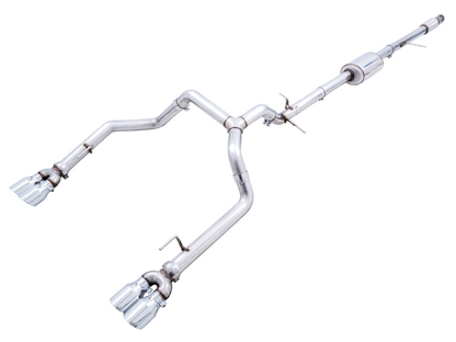 AWE Tuning 4th Gen GM 1500 5.3L 0FG Catback Split Saída traseira (com recortes de pára-choques) - pontas cromadas quádruplas