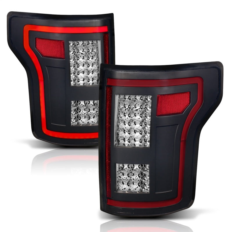 Lanternas traseiras de LED ANZO 15-17 Ford F-150 pretas com sequencial