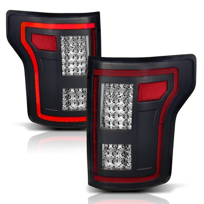 Lanternas traseiras de LED ANZO 15-17 Ford F-150 pretas com sequencial