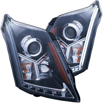 ANZO 2010-2015 Cadillac Srx Projetor Faróis c/ Plank Style Design Preto