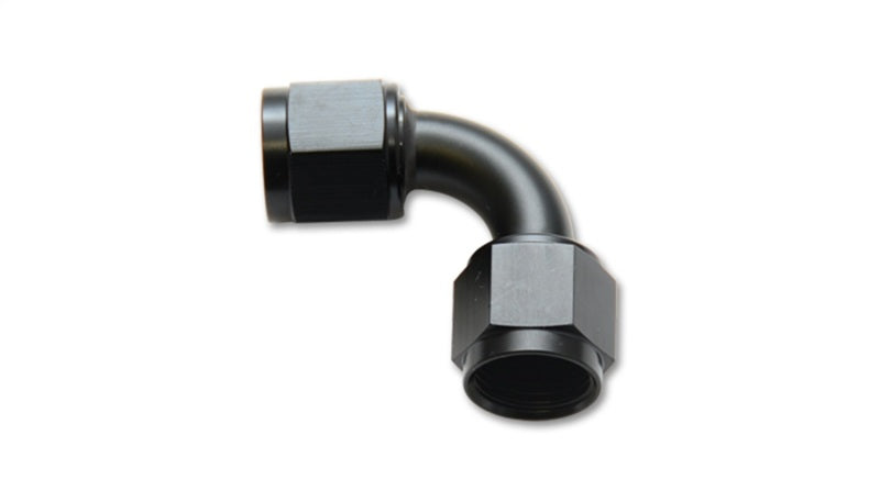 Adaptador de unión de 90 grados hembra Vibrant -4AN (AN a AN) - Solo negro anodizado
