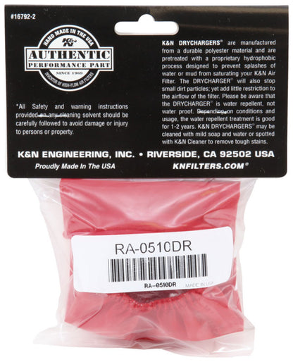K&N Drycharger Air Filter Wrap for RA-0510 - Red