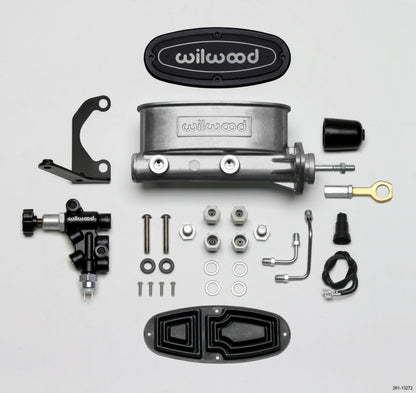 Kit Wilwood HV Tandem M/C com suporte L/H e válvula de propulsão - furo de 7/8 pol. com haste de pressão - Mustang antigo