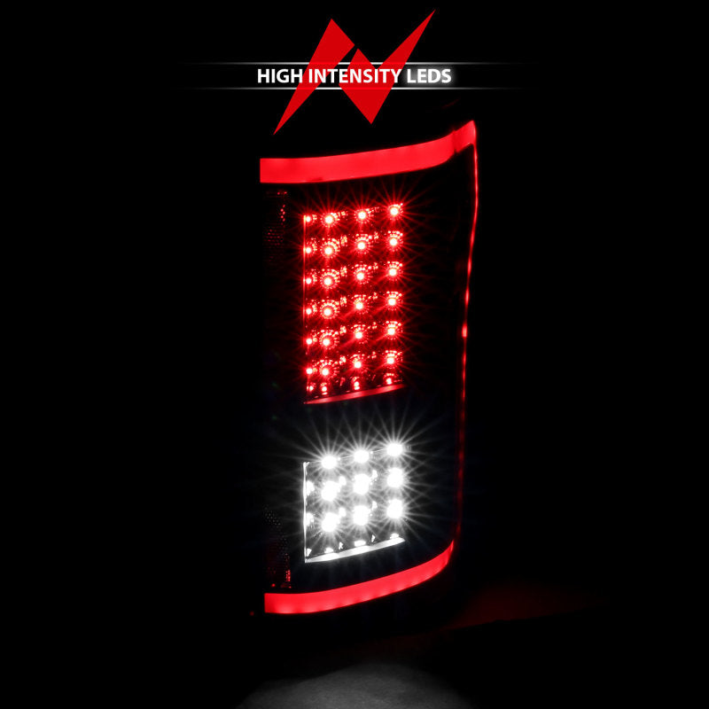 Lanternas traseiras de LED ANZO 15-17 Ford F-150 pretas com sequencial