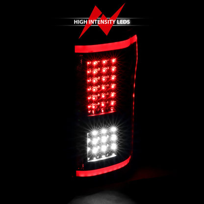 Lanternas traseiras de LED ANZO 15-17 Ford F-150 pretas com sequencial