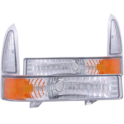 ANZO 2000-2004 Ford Excursion Euro Luzes de estacionamento cromadas com refletor âmbar