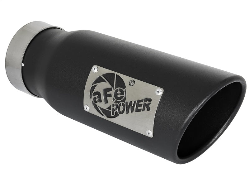 aFe MACH Force-Xp 409 Punta de escape de acero inoxidable 3.5 pulg. x 4.5 pulg. Salida x 12 pulg. L Abrazadera