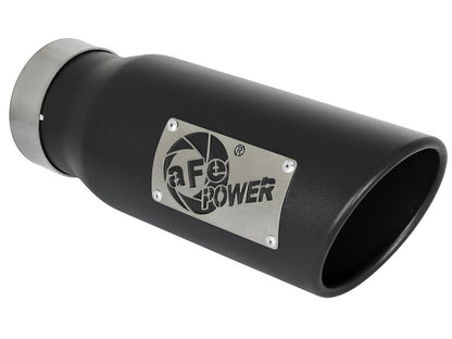 aFe MACH Force-Xp 409 Punta de escape de acero inoxidable 3.5 pulg. x 4.5 pulg. Salida x 12 pulg. L Abrazadera