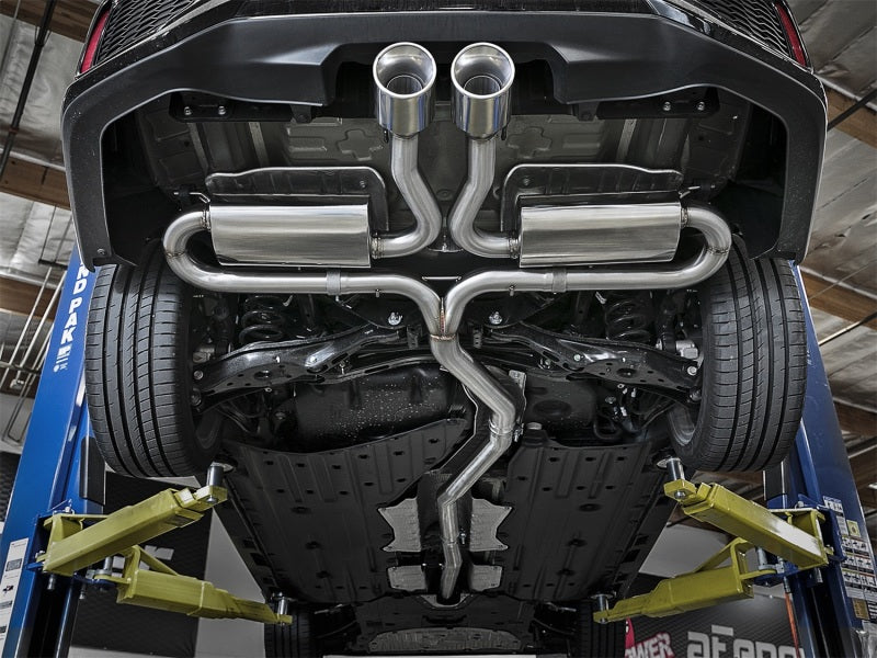 Sistema de escape aFe Takeda 3in 304 SS Cat-Back com pontas polidas 2017+ Honda Civic Si (4dr) I4 1.5L (t)