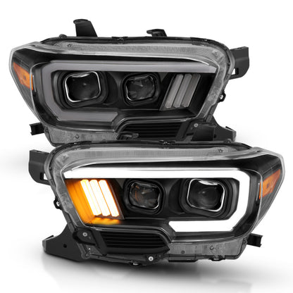 ANZO 2016-2017 Toyota Tacoma Projetor Faróis c/ Plank Style Design Preto/Âmbar c/ DRL