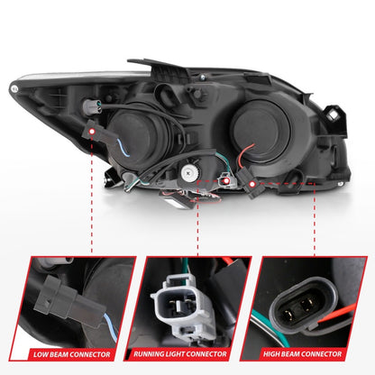 ANZO 2005-2010 Scion Tc Projetor Faróis com Halo Preto (CCFL)