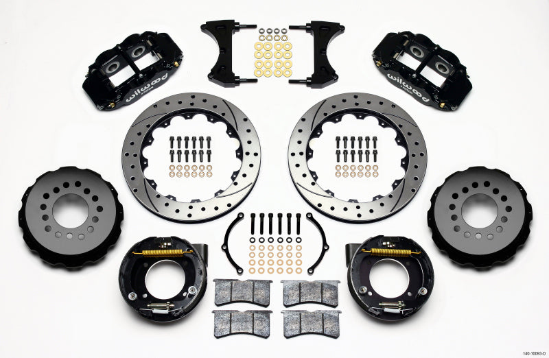 Wilwood Narrow Superlite 4R Rear P-Brk Kit 12.88in perforado Chevy C-10 2.42 Offset 5 lengüetas