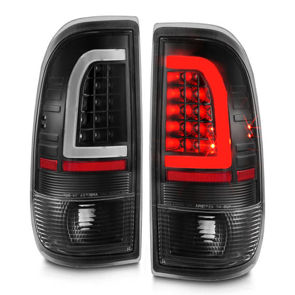 ANZO 1997-2003 Ford F-150 LED lanternas traseiras com barra de luz preto carcaça lente transparente