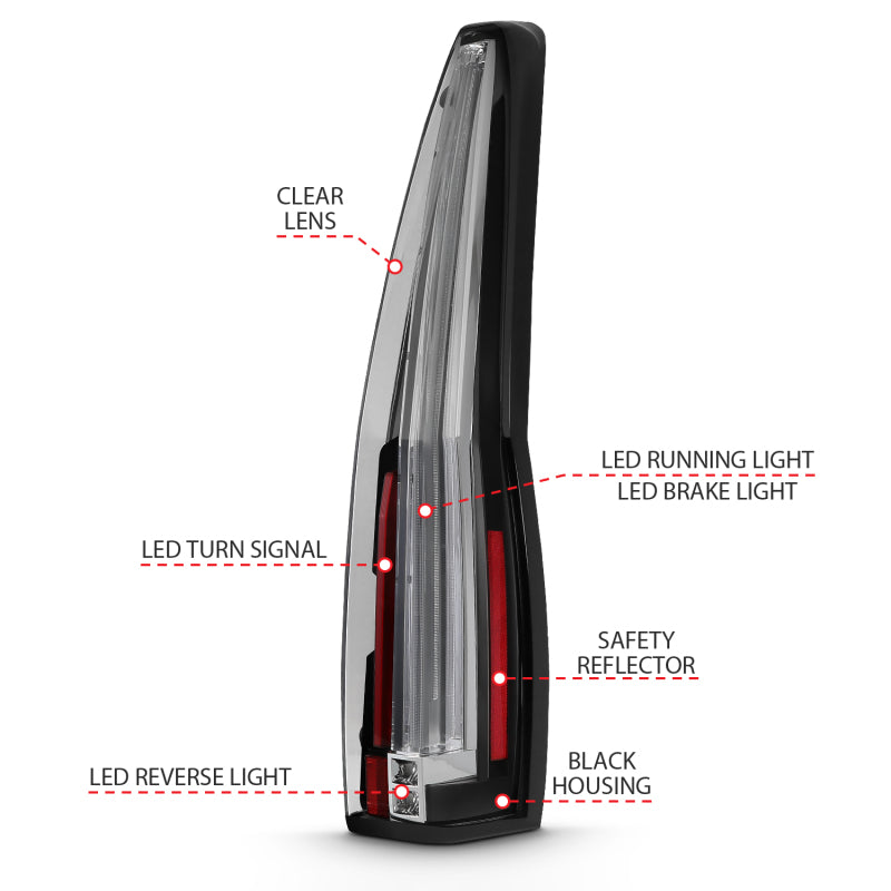 ANZO 2007-2014 Cadillac Escalade Lanternas traseiras de led vermelho/transparente