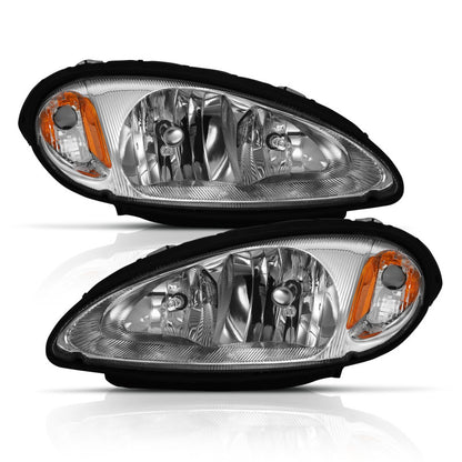 ANZO 2001-2005 Chrysler Pt Cruiser Farol de Cristal Cromado Âmbar (OE)