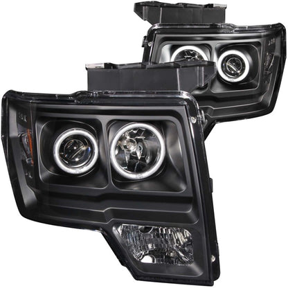 ANZO 2009-2014 Ford F-150 Faros delanteros proyectores con Halo Black (CCFL)